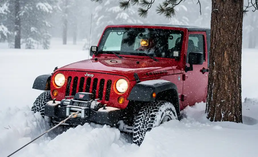 Snowbound Vehicle Tow Rescue Winch Towrunner