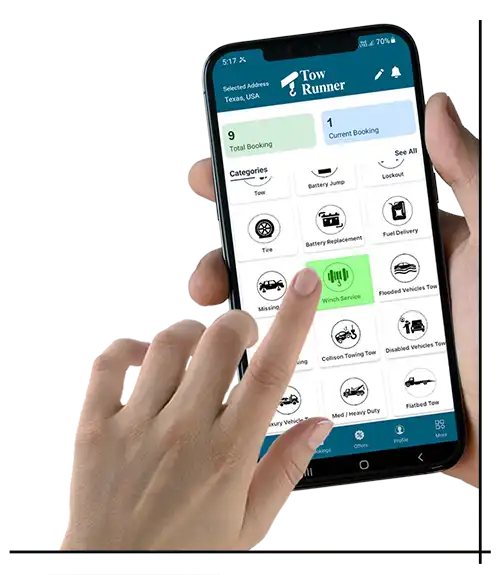 Winch Vehicle Service in Towrunner App